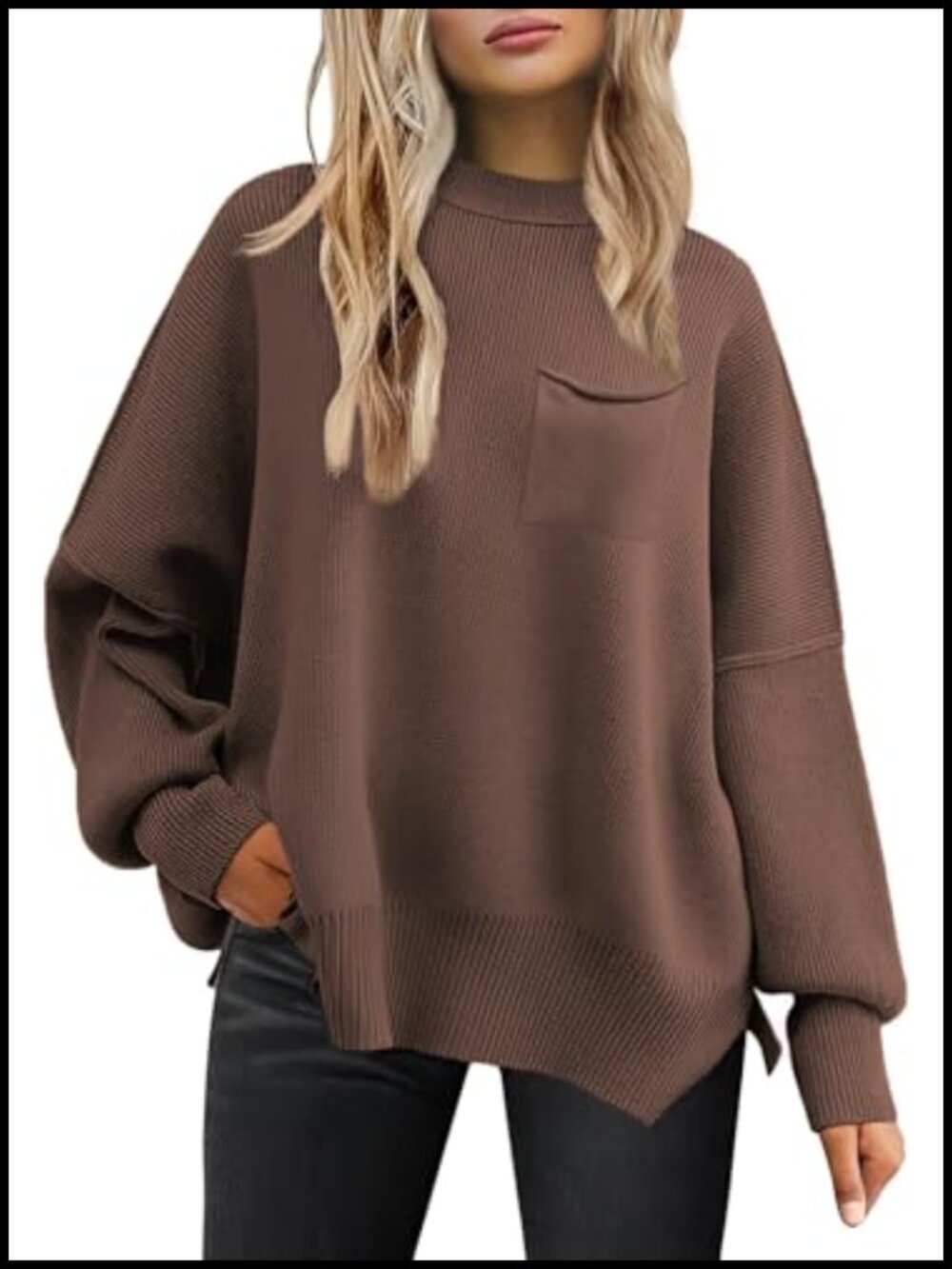 Oversized Crewneck Sweater Women Long Sleeve Batwing